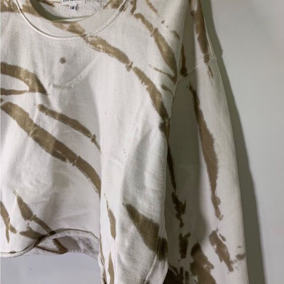 Good American Size‎ 4 White and Tan Cropped Cool Sweatshirt - Picture 3 of 6
